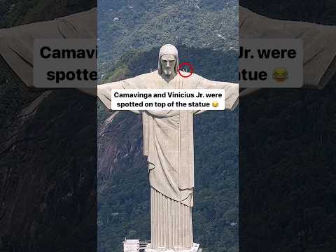 Vini Jr and Camavinga On Top of Statue 😂 #football