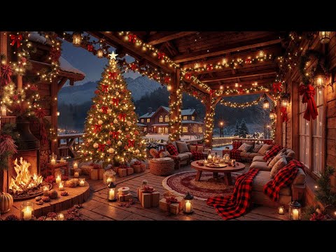Sanfte Weihnachtsjazzmusik|Gemütliches Kaminfeuer mit behaglicher Weihnachtsstimmung auf der Veranda