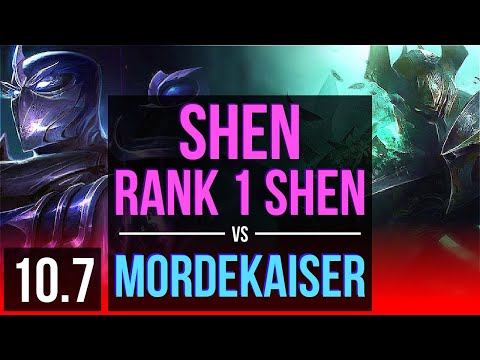 SHEN vs MORDEKAISER (TOP) | Rank 1 Shen, Quadrakill, Rank 9, KDA 14/0/6 | EUW Challenger | v10.7