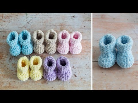 CHUNKY Yarn - EASY Crochet Baby Booties Tutorial (A Very QUICK Project!)