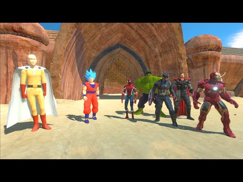 GOKU & SAITAMA vs TEAM AVENGERS - Animal Revolt Battle Simulator