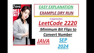 YouTube video 'Minimum Bit Flips to Convert Number | Leetcode 2220 | Java Code | Developer Coder'