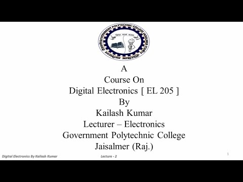 EL-205 Lecture - 2 - Boolean algebra Part -1