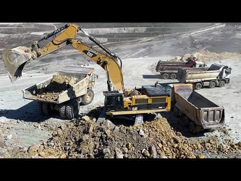 Caterpillar 390D Excavator Loading Mercedes Arocs 4142 And Actros Trucks - Pyramis SA