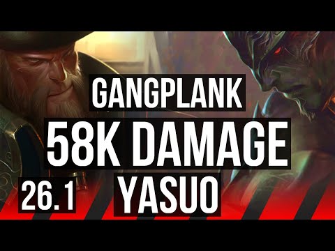 GANGPLANK vs YASUO (TOP) | 58K damage, Good KDA: 27/2/4 | EUW Master | 26.1