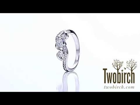 0.5 Carat Twirl Set Three Stone Anniversary Wedding Ring - TwoBirch TB-WR-0152-WG-H
