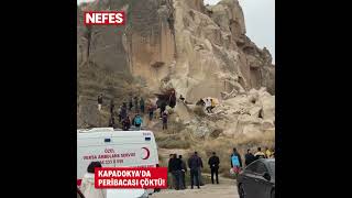 Kapadokya'da peribacası çöktü