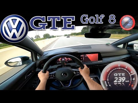 VW GOLF 8 GTE 1.4 eHybrid 245HP, 400Nm POV DRIVE TEST ACCELERATION ON GERMAN AUTOBAHN 0-239 km/h