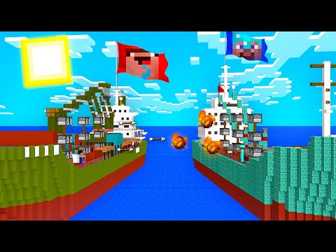 Noob Policeman - Minecraft Animations - Minecraft NOOB vs PRO: SEA SHIP WAR BATTLE! 100% TROLLING YACHT BOAT TNT GUN SAFEST SECURE DEFENCE