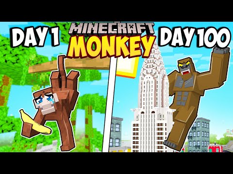 Ryguyrocky - I Survived 100 Days as a MONKEY in Minecraft