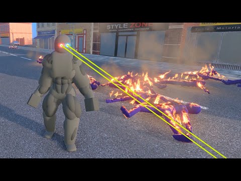 RAGDOLL Fights. Zombie epic battle. Using Laser Eyes - Overgrowth Mods Gameplay