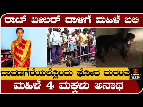 ರಾಟ್ ವೀಲರ್ ನಾಯಿ ಭೀಕರ ದಾಳಿಗೆ ಮಹಿಳೆ ಬಲಿ- ನಾಲ್ಕು ಮಕ್ಕಳು ಅನಾಥ- Davangere dog attack news