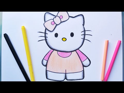 Comment dessiner Hello Kitty en couleur dessin facile