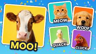 Animal Sounds for Toddlers. Farm Animals for Kids. Learn Animal Names and First Words for Babies