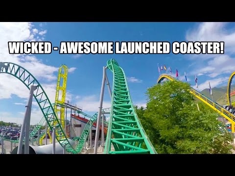 Wicked Launched Roller Coaster POV Lagoon Amusement Park Utah 60FPS