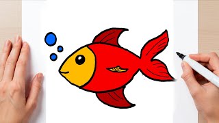 Fish Drawing for Kids | Easy Step by Step Fish Drawing and Coloring | Simple Fish Art Tutorial