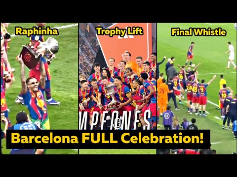 Barcelona Players GO WILD at Final Whistle and Trophy Celebration vs Real Madrid Reactions