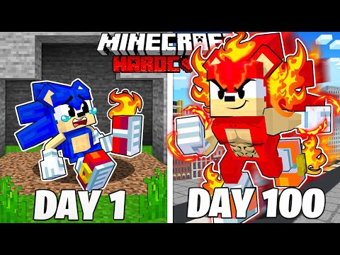 Fozo - I Survived 100 Days as FIRE SONIC in HARDCORE Minecraft