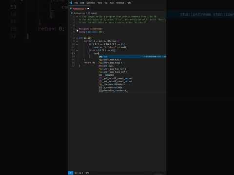 Solve FizzBuzz in C++ in Under 60 Seconds | #coding #programming #fizzbuzz #c++