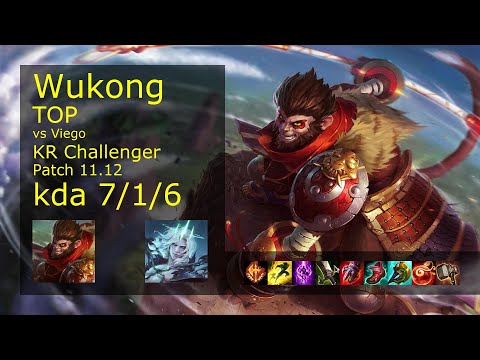 Wukong vs Viego Top - KR Challenger 7/1/6 Patch 11.12 Gameplay // [롤] 오공 vs 비에고 탑