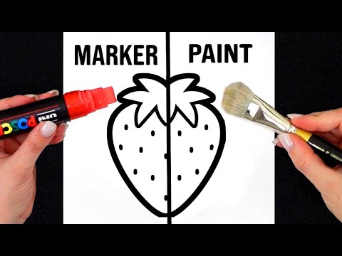 ASMR Realistic Strawberry Drawing 🎨 Markers VS Paints | Relaxing Art Showdown