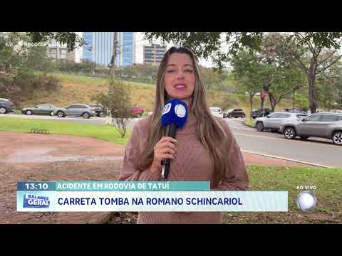 Acidente em rodovia de Tatuí: carreta tomba na Romano Schincariol