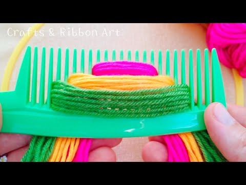 It's so Beautiful !! Superb Woolen Flower Making Trick Using Hair Comb - DIY Amazing Woolen Flowers