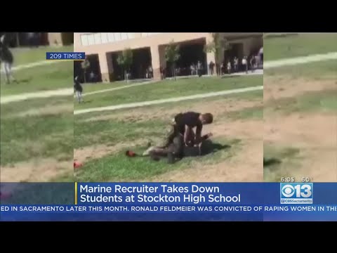 VIDEO: Marine Recruiter Breaks Up Student Fight At Edison High With Tackle