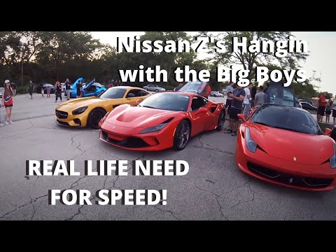 Ferarri F8 vs AMG GT After Insane Super Car Meet! 350z POV