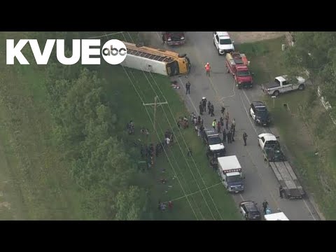 9 kids and 1 adult injured after school bus rolls over in Texas | arabtimes