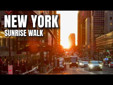 NEW YORK CITY Walking Tour [4K] - NEW YORK Sunrise Walk - Manhattanhenge