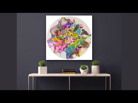 #135 Electric Funhouse Floating Bloom | Acrylic Pour Painting | Abstract Art | Fluid Art