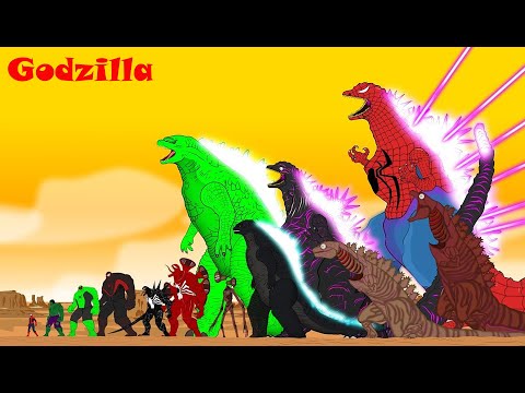 Superheroes Transfomations SPIDERMAN - GODZILLA ATOMIC BREATH:  Godzilla Cartoon 2021