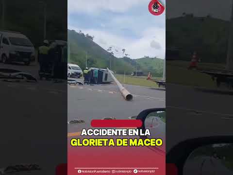 Accidente en la nueva glorieta de Maceo, Antioquia se desconoce estado de los ocupantes del vehículo