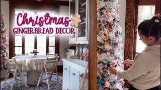 Gingerbread Theme Christmas Decorating in our Toile Breakfast Room! Vintage Retro Style Decorations!