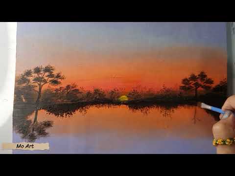 Acrylic landscape painting l acrylic painting for beginners l Mo Art