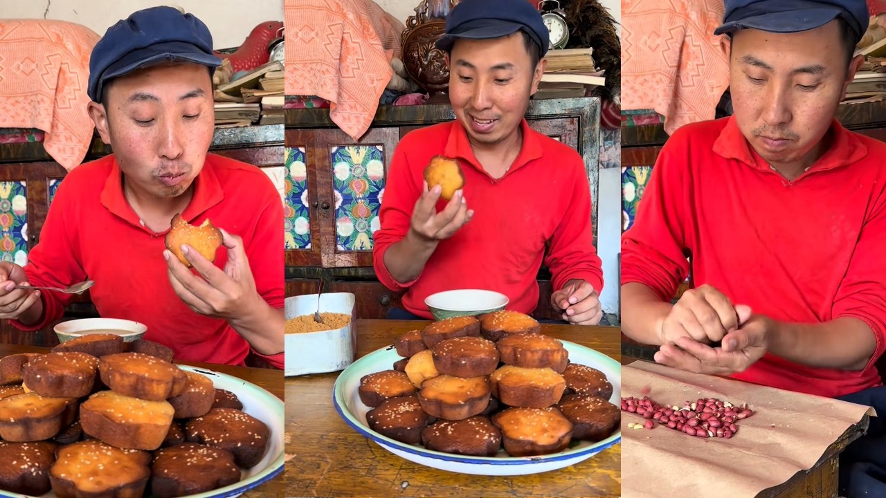 看着有些不是很好看的老式面包，却甜甜的很好吃#food #cooking #手工制作 #funny