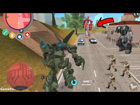 Rope Hero: Vice Town (Transformer Airplane Fight Guard Robot Car) Cave Robots - Android Gameplay HD