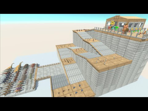 Dinosaurs vs Humans ON Building-Animal Revolt Battle Simulator
