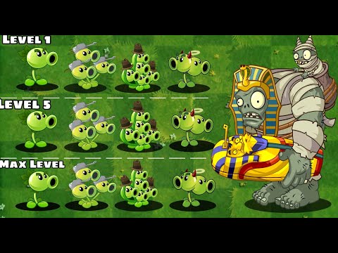 PvZ 2 All Pea ( Level 1, Level 5, Max Level ) Vs Mummified Gargantuar Part 3