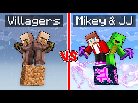 Villagers Block vs Mikey & JJ Immortal Block Survival Battle in Minecraft (Maizen)