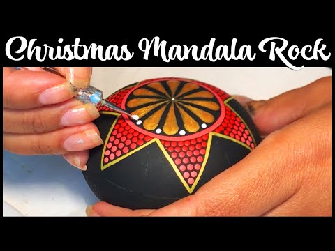 How to Christmas Mandala Art Dot Painting Stones / Rocks Tutorial Artist Hand Painted Stone Mandalas