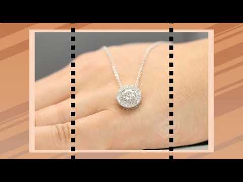 14k White Gold Pendent Necklace Certified 5.5mm Round Cut Forever One Moissanite Diamond Double H...