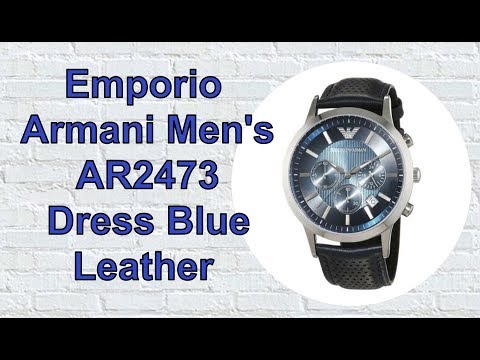 Emporio Armani Men's AR2473 Dress Blue Leather Watch. Unboxing
