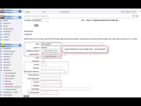 Búa til nýjan starfsmann í Innu