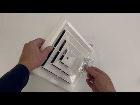 1'x1' White Plastic Grille with damper, NO COLLAR, GRD4, #81944