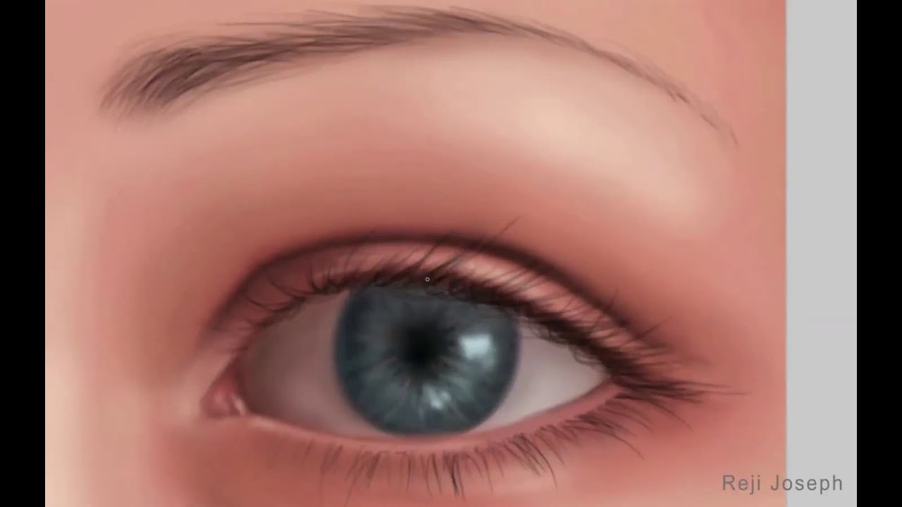 Digital Painting tutorial 01:  Draw and Paint a realistic Eye and Eyebrow on Photoshop