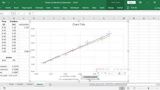 Mechanics: Excel Graph - Calculating the Error in the Slope and Chart Elements