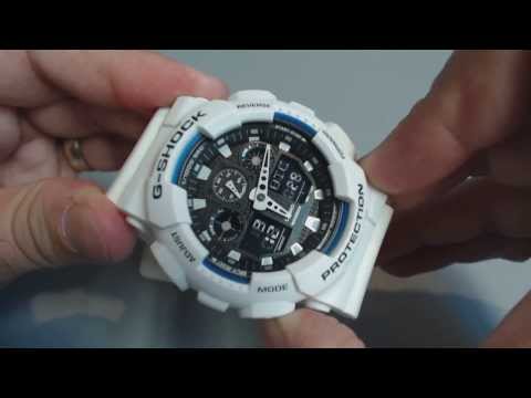White Casio G-Shock Analog Digital Watch GA100B-7A