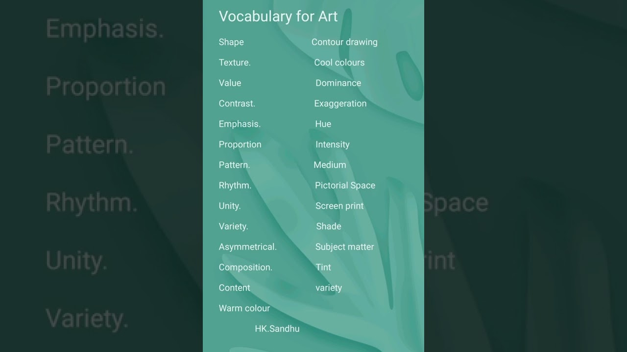 vocabulary for Art